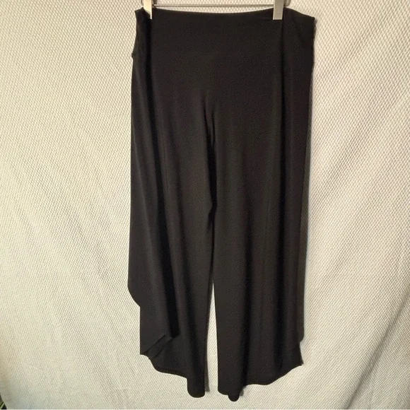 SYMPLI Sz 14 Overlay Asymmetrical Black Wide Leg Pull On Elastic Waist Pants - Picture 5 of 8